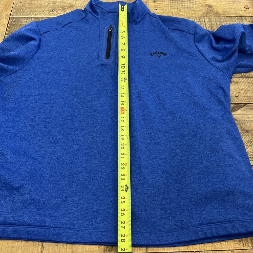 Callaway Jacket Mens 2XL XXL Blue Opti Dry Pullover Golf 1/4 Quarter Zip Logo